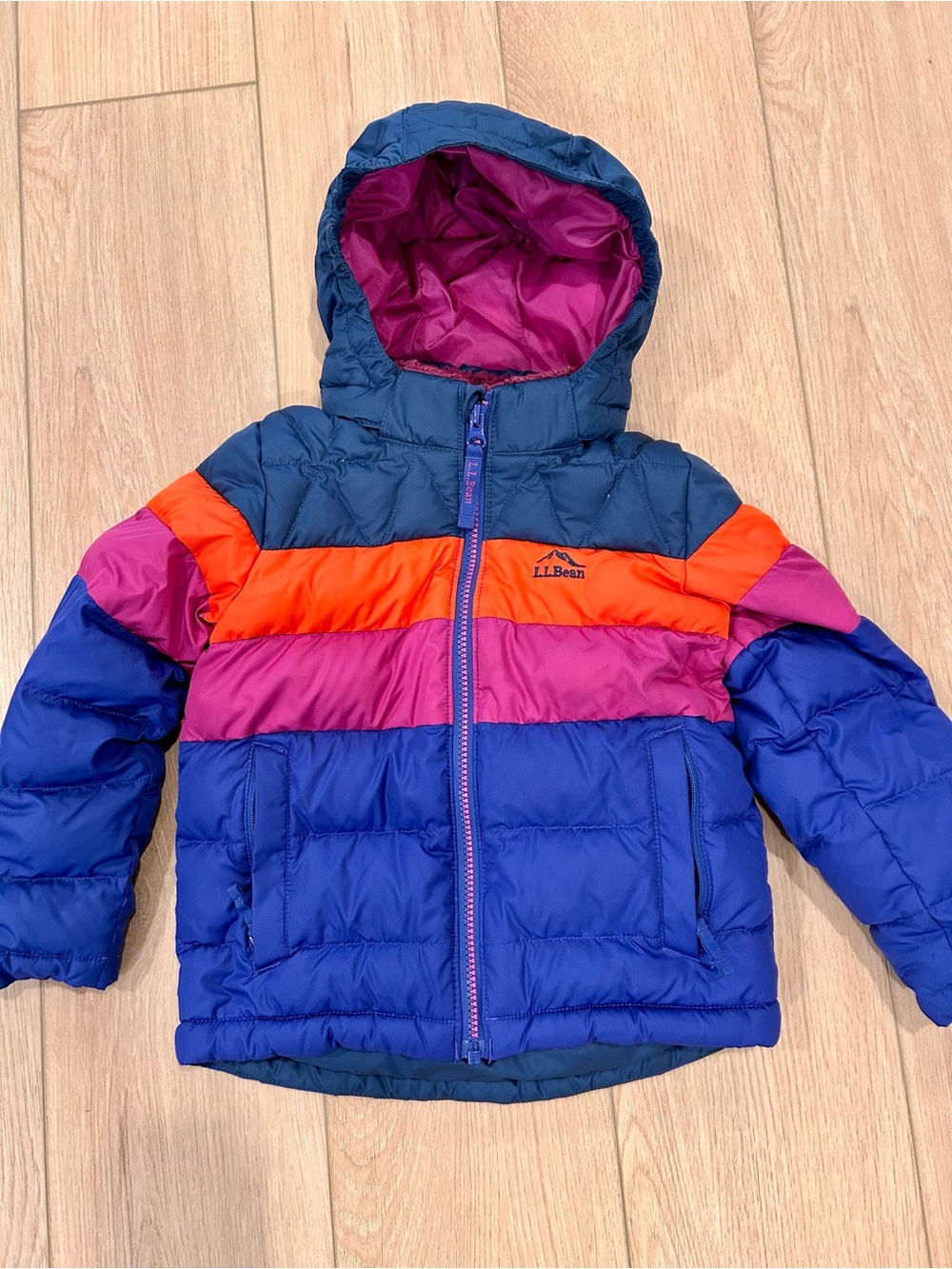 L.L. Bean Kids Colorblock Down Jacket - Picture 2 of 5